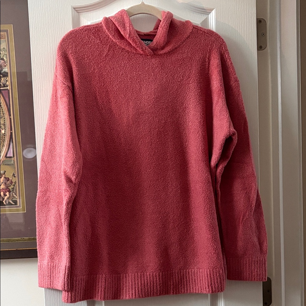 Lands' End Soft Salmon Hooded Knit Sweater